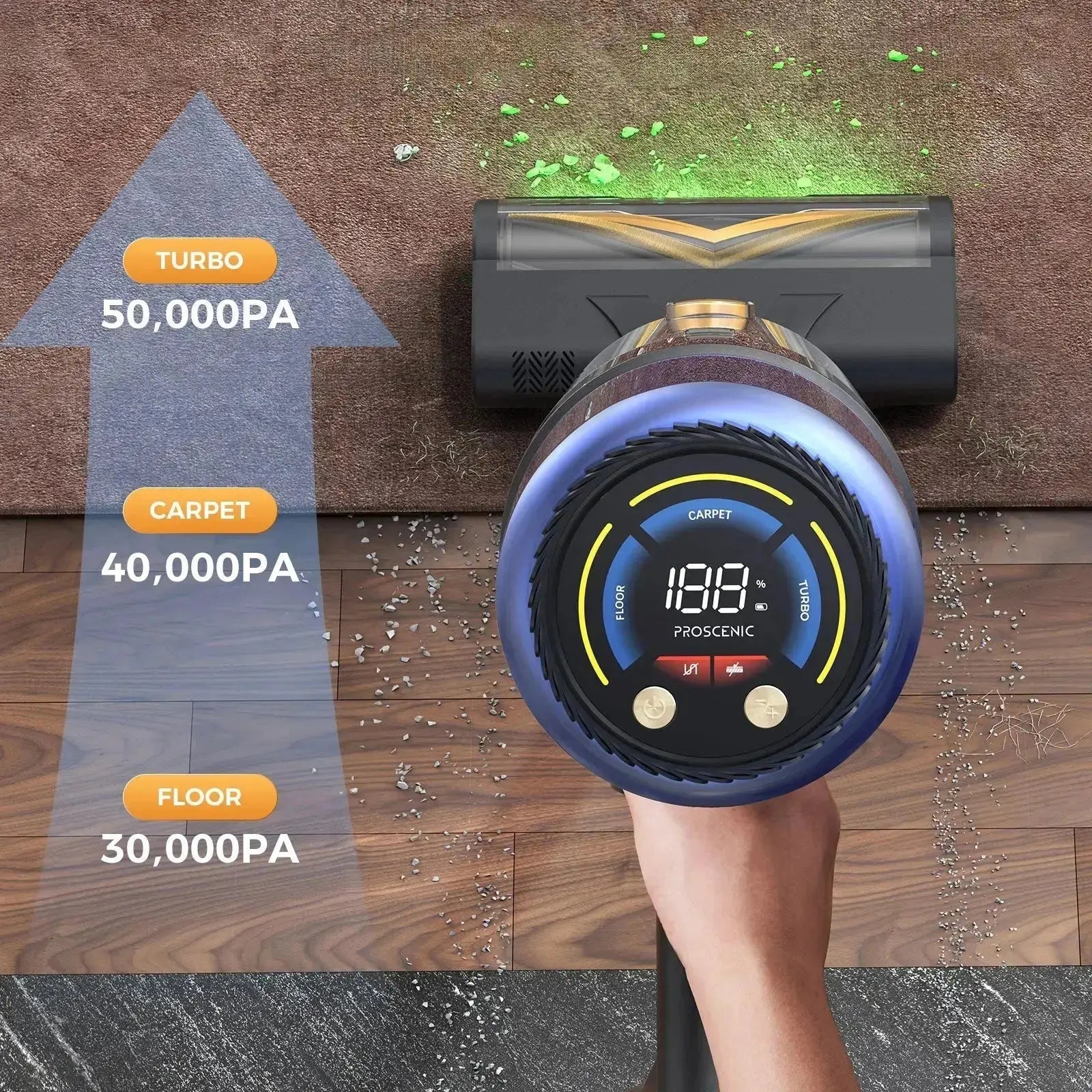 Proscenic P15 Stick Vacuum | 55kPa Powerful Suction & 70min Runtime
