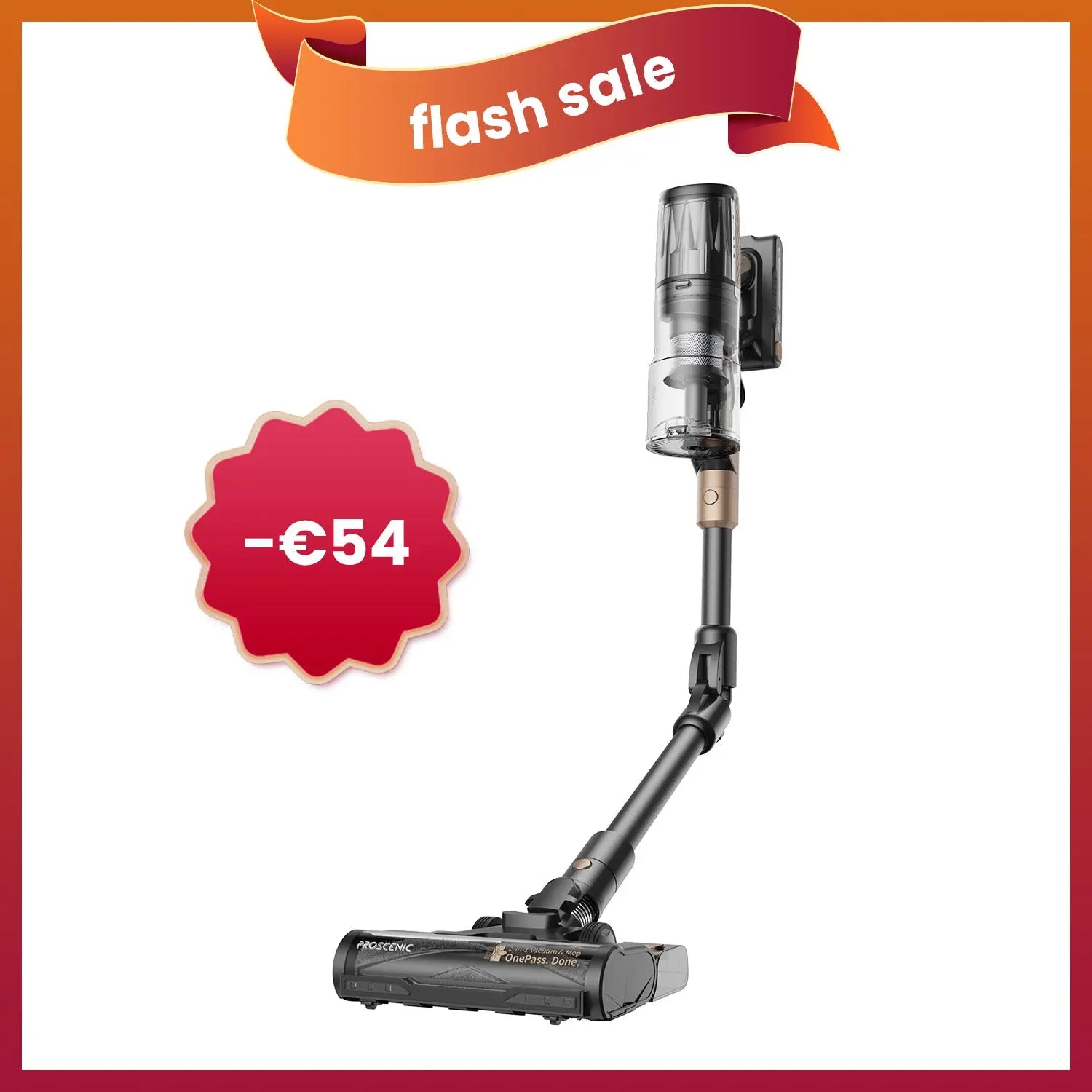Proscenic P20 OnePass | Powerful 70kPa Cleaning with Bendable Reach for Pet Hair