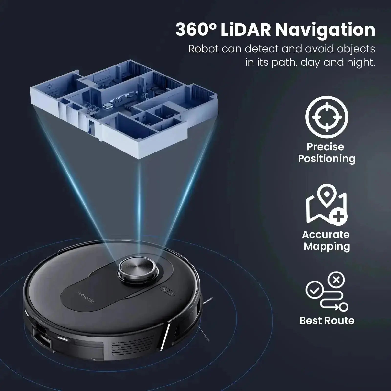 Proscenic Q8 Max+ Robot Vacuum & Mop | LiDAR Navigation