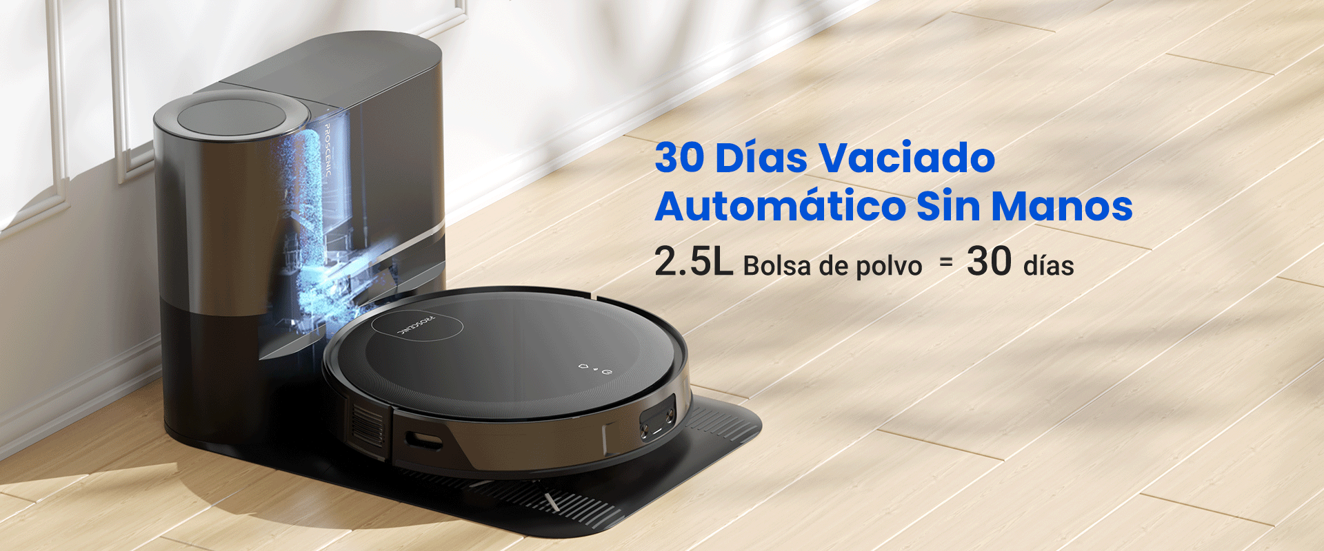 Aspirador Robot Proscenic X1 con base de autovaciado 3000Pa Succión 2.5L