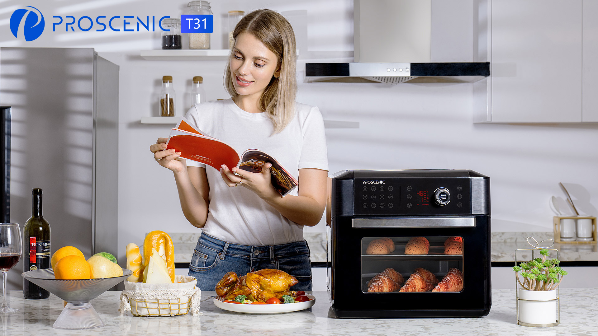 Proscenic T31 Friggitrice ad Aria 15L, Forno Air Controllo Display Touch  APP, Ricette Italiane Online/Timer/Preriscaldamento/Programmi/Senza  BPA/PFOA : : Casa e cucina