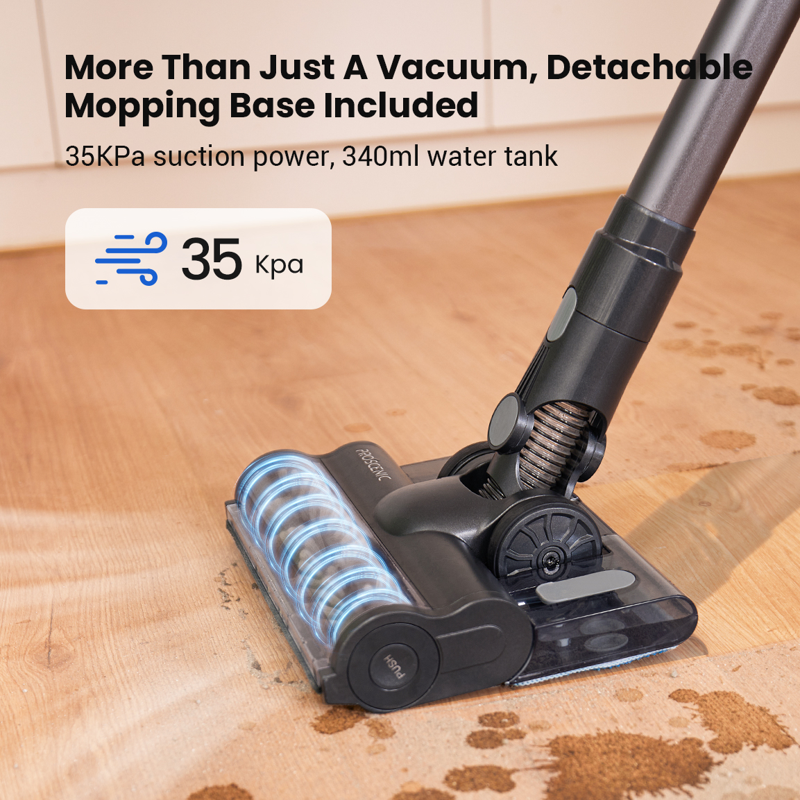 [Proscenic P11 Combo Rotary Electric Mop] Cordless Vacuum Cleaner, 25kpa  Motor, Removable Battery, 3 Adjustable Suction Modes